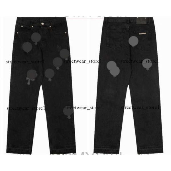 23Ss Nuevos pantalones vaqueros para hombres Diseñador Hacer viejos pantalones rectos cromados lavados Letras del corazón Impresiones Estilo largo Corazones Jeans morados Chromees Corazones 596