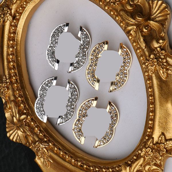 23SS New Style Luxury Brand Designers Letters Ear Stud Simple 18K Gold plaqué 925 Silver Geometric Women Circle Crystal Rhinestone Earge d'oreille