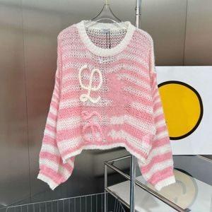 23ss nuevo suéter de diseñador para mujer, suéter de moda Jacquard Mohair, Jersey de punto suelto con cuello redondo, Top de punto de manga larga