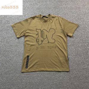 Armée vert PA lettres imprimé coton col rond lâche lâche polyvalent été hommes et femmes mode décontractée t-shirt à manches courtes