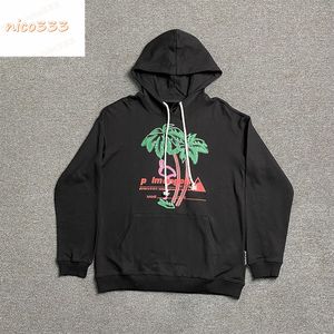 24ss flamingo-kokosboompatroon badstof katoenen trekkoord losse veelzijdige casual heren- en damesmode zwaargewicht hoodie