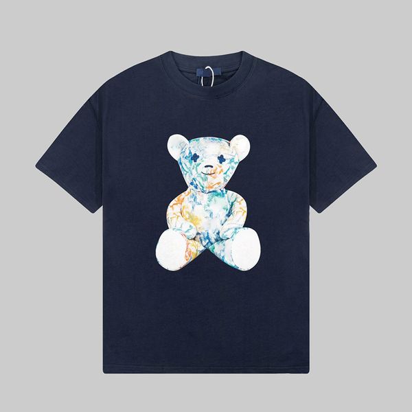 23SS New Woman Camisetas sólidas para hombres High End Limited Classic Cartoon Bear Graffiti Printing Tee Summer Beach Transpirable Fashion Street Manga corta TJAMMTX352