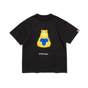 23SS Nouvelle Femme T-Shirts pour Hommes Simple Dessin Animé Mignon Ours Aimant Cœur Imprimé Bambou Coton Tee Été Limité Plage High Street Mode Manches Courtes TJAMMTX310