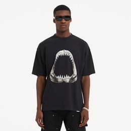 23SS New Woman T-shirts pour hommes Vintage Washed Vacation SHARK JAWS T-SHIRT Classique Imprimé À Manches Courtes Casual Summer Fashion Respirant High Street Tee TJAMMTX169