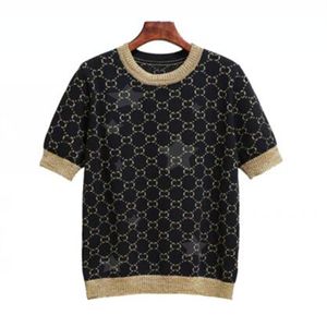 24SS nouveaux tricots pour femmes T-shirts pull décontracté mode tricots à manches courtes femmes designer tricots T-shirt P99