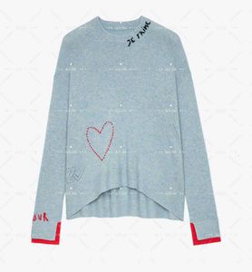 23ss Nieuwe Zadig Voltaire Designer Jassen Mode Gebreide Letter Love Borduren Handgemaakte Hooked Cashmere Knitwear Pullover Sweater voor