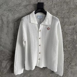 23ss Chaquetas de punto de gran tamaño para hombres y mujeres, 1 calidad, cárdigan blanco con botones, camisas