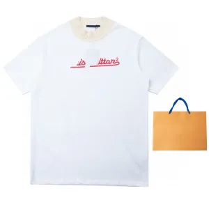 23ss Mode populaire High Street coton pull décontracté col T-shirt à manches courtes respirant lettre motif top imprimé pour hommes et femmes
