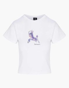 23SS realisatie par vrouwen designer t shirt paarse pony digitale gedrukte stretch doek mode tops dames korte mouwen t-shirt