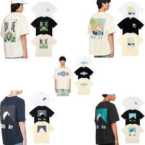 23ss Rh Hommes T-shirt Haute qualité Tess Designer Mode Décontractée À Manches Courtes Europe Amérique Hommes Femmes Col Rond T-shirts Coconut Tree Racing impression Haute 06