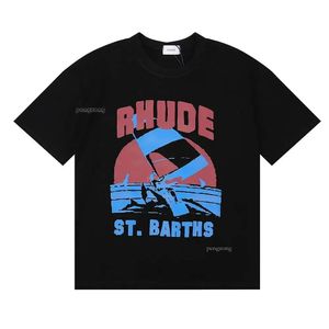 23ss Rhude T-shirt Designer Mode Kleding Tees Hip Hop Parkiet Lange Staart Papegaai Print High Street Casual Veelzijdige T-shirts Met Korte Mouwen Heren Dames 519