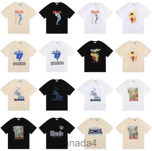 23ss Rhude T Shirt Diseñador Ropa de moda Tees Hip Hop Periquito Loro de cola larga Impresión High Street Casual Versátil Manga corta Camisetas Hombres Mujeres Stre GNV6