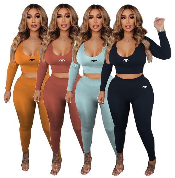 Printemps NOUVEAU Survêtements pour femmes Mode décontractée sexy marque Costume 2 pièces Ensemble designer Slim fit ensemble de sport Vêtements pour la maison 9060