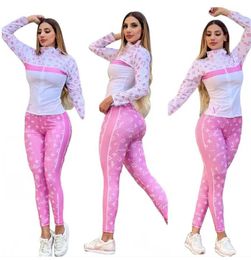 23SS Spring New Women's Tracksuits Pink Luxury Brand Casual Sports Suit 2 -delige set Designer Tracksuits J2692