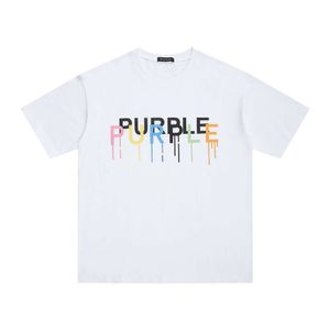 23SS Primavera Verano Moda Púrpura Polo Camiseta Jeans Bra nd Carta colorida Imprimir Hip Hop Hombres y mujeres sueltas Casual Manga corta Camisetas