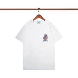 23SS printemps / été limité nouvelle lettre de scène d'avion imprimé lâche décontracté col rond pull à manches courtes T-shirt pour hommes et femmes