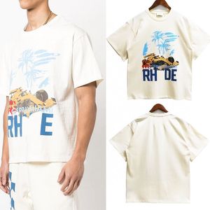 23SS Spring Summer Nieuwe halve mouwheren Los Angeles mode Oversize Coconut Racing Letter Print Paar T-shirt T-shirt Casual Shopping T-shirt met korte mouwen