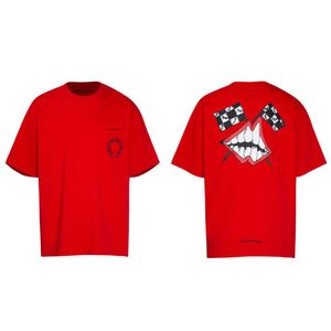 23SS lente/zomerversie Graffiti Red Mouth Short Sleeve T-shirt unisex