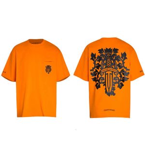 23SS lente/zomerversie Orange Sword Cross Horseshoe Short Sleeve T-shirt