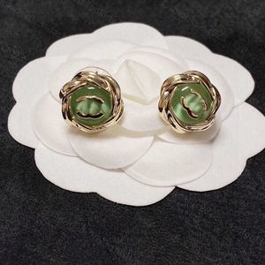 23ss boucles d'oreilles femmes boucles d'oreilles design Boucles d'oreilles logo vert ambre Le Moyen Âge tempérament exquis boucle d'oreille Laiton 9.25 argent aiguille femmes bijoux a1