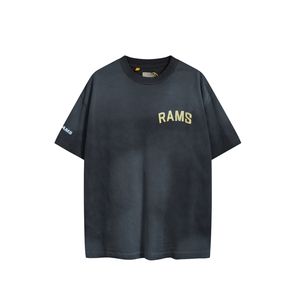 Camiseta de algodón de verano 23ss, camiseta de Europa de gran tamaño con diseño de retazos, monopatín Vintage negro desteñido, camiseta informal de talla grande para hombres de EE. UU.