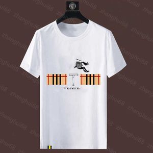 23SS Summer Men Casual Tshirt Designer T-shirt Marque Col Rond Pur Coton Guerre Cheval Treillis Lettre Impression À Manches Courtes T-shirt Hommes