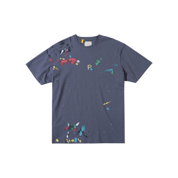 23SS Men d'été Tee Coton Tee peint en or imprimé t-shirt Cocktails Fashion Street Tshirt Casual Blue Navy