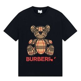 T-shirt d'été en maille d'araignée 23ss, grand ours avec impression de lettres, T-shirt amincissant Unique en pur coton pour Couple, à la mode