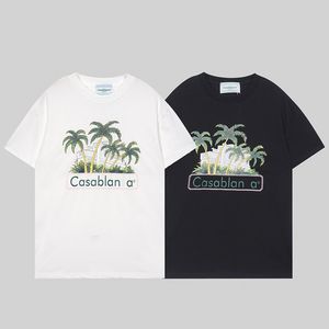 23SS zomer tropische stijl kokosnoot bos print T-shirt voor heren vakantie strand Casablanc ontwerper zomer mannen mode vrije tijd losse vakantie strand korte mouw T-shirt