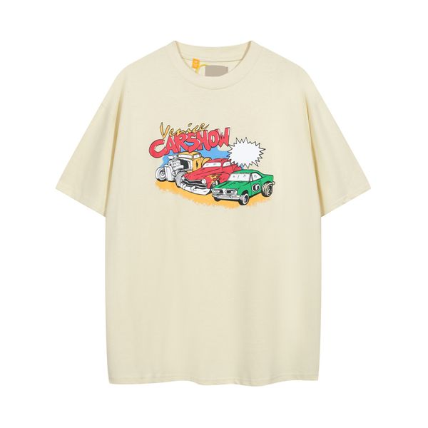 23ss Yaz Vintage Araba Sergi Tee T shirt Avrupa Boy Kaykay Erkekler Rahat ABD Artı Boyutu Tshirt Premium Sürüm