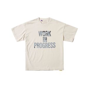 Camiseta de trabajo en progreso de verano 23ss, camiseta rasgada Vintage, camisetas de manga corta de calle alta para hombres, camisetas Unisex de moda