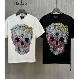 23SS T-shirt Designer Over Phillip Europese Philipps designer New Plain Size Heren Amerikaans Pleins Fashion T-shirt Heren T Skull Poloshirt PP Phillip Pl 609