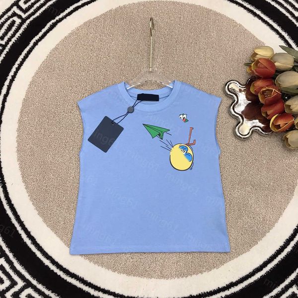 23ss camiseta para niños pequeños camiseta de diseñador para niños camiseta para niños niños niñas Cuello redondo Algodón puro Impresión de logotipo de avión de papel Chaleco sin mangas camiseta Ropa para niños de alta calidad