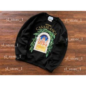 Version de haut niveau 23SS Casablanca Castle Print Sweatshirts Men Femmes Black Blanc Terry Crewneck Casa Long Manche Casa Blanca Hoodie 5137