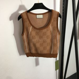 23SS Women Designer T -shirt Knits Joggen T -shirts met alle letters Motief Crop Tops High End Luxury merkontwerper Stretch mouwloze Camisole Jumper -pullover