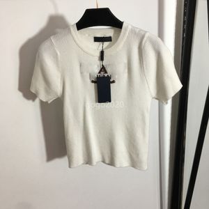 23ss femmes d'été en tricot tee designer tops avec lettre motif piste designer filles crop tops viscose t shirts vêtements haut de gamme marque élasticité pull camisole