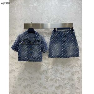 23ss dames designerkleding rokset Letterlogo jacquard denim jasje met korte mouwen Een woord korte roksets Dameskleding van hoge kwaliteit 22 februari