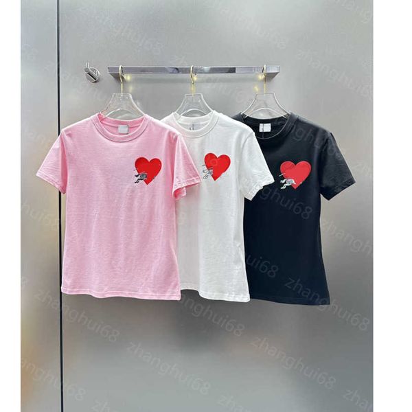 23ss ropa de diseñador para mujer camiseta Camiseta para mujer Algodón de cuello redondo Love War Horse logo estampado camiseta de manga corta Ropa de mujer de alta calidad a1