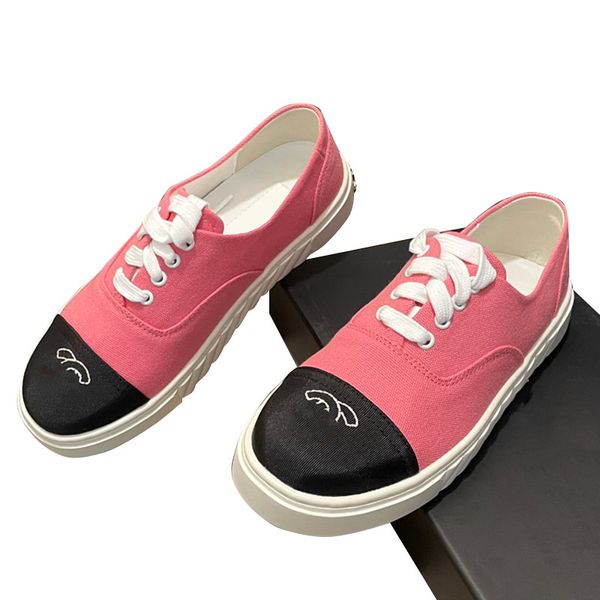 23ss pour femmes chaussures de toile chaussures toile à lacets chaussures décontractées mots de dames de créateurs talons de bassonnette extérieure rose rose blanc sandales tongs comme des cadeaux