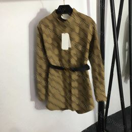 23ss chaqueta para mujer ropa de diseñador para mujer Presbyard GG Bordado jacquard monograma cuello alto Camisa de manga larga con cinturón Ropa de mujer de alta calidad