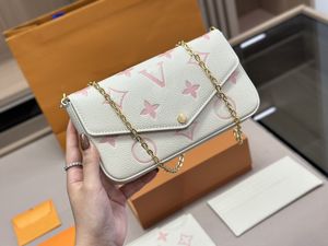 23SS Dames Luxurys Designers Handtassen Klassieke bloem drie-in-één koppelingstas dames Passcard Pocket Wallet Coin Purse 22 cm