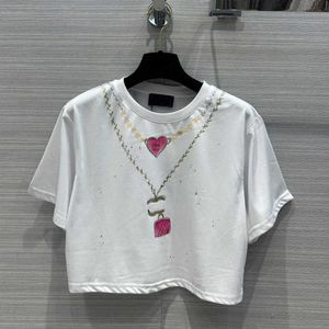 23ss T-shirt femme vêtements de créateurs pour femmes tee col rond pur coton collier de style court impression de logo t-shirt à manches courtes vêtements pour femmes de haute qualité a1