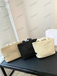 2023 SS Raffia Gehaakte Draagtas Dames Designer Stro Schoudertas Driehoek Logo Luxe Zomer Strand Boodschappentassen Voor Vrouwen Grote Capaciteit Shopper