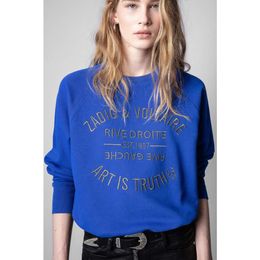 23ss Zadig Voltaire Designer Sweatshirt Hoodie Mode Trend Dames Klassieke Stijl Hot Letter Print Katoen Casual Veelzijdige Losse Trui Hoodies Trui Tops ZV