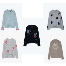 23ss Zadig Voltaire Top Dames Designer Truien Jassen Mode Klassieke stijl Hot Letter Love Borduren Handgemaakte Hooked Cashmere Knitwear Pullover Sweater