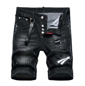 23ssCool Guy korte heren Jeans zwarte Man Hip Hop Rock Moto Heren Ontwerp Ripped Verontruste Denim Bikersummer Jeans korte 1117