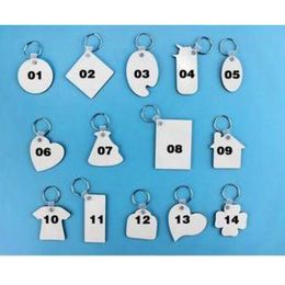 23-styles lege sleutelhangers voor sublimatie MDF hart ronde liefde sleutelhanger IEWELY thermische transfer afdrukken DIY blanks materiaal verbruiksartikelen