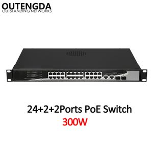 24 10/100 Mbps PoE Network Switch Standard 802.3AF / bij Switch met 2 * 1000 Mbps Uplink en 2 Gigabit SFP voor IP-camera, draadloze ap