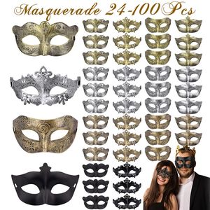 24-100pcs Couple Masquerade Masques en vrac Venetian Carnival Mask Mardi Gras Antique Vintage Mask For Woman Men Prom Party Party Costume 240403