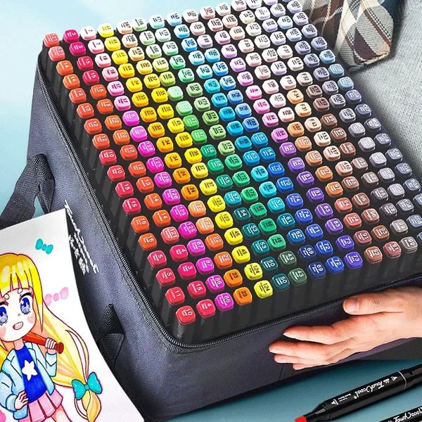 24-120 couleurs marqueur d'art huileux jeu pour dessiner à double tête d'esquisse de pointes huilières marqueurs de graffiti manga scolaire d'art scolaire 240517